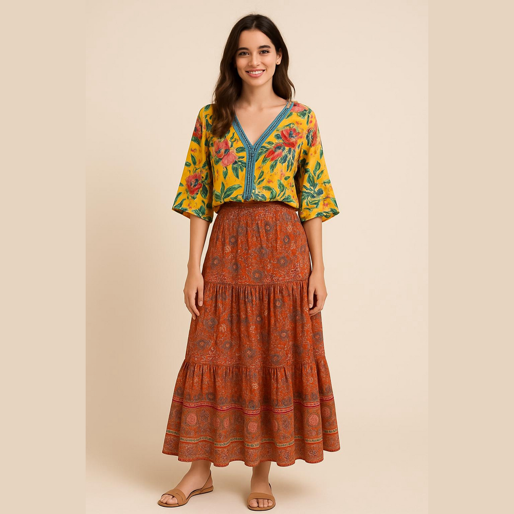 Freemarket By Flying Tomato Floral V-Neck Yellow Ceoo Too Size Large